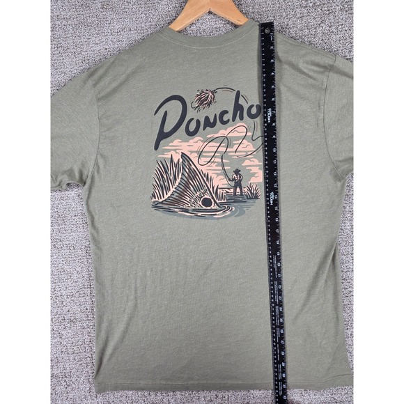 Poncho Outdoors Mens XL Fly Fishing Graphic T-Shirt Green Fish Short Sleeve - Picture 6 of 6
